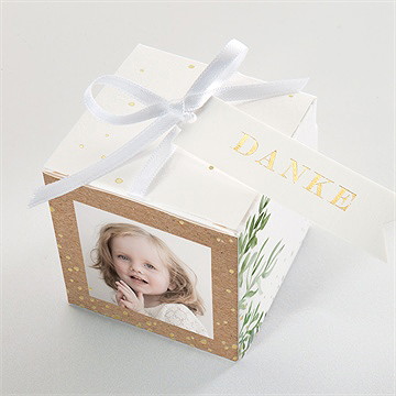 Geschenkbox Taufe kraftpapier und pflanzenmotiv2 - Vue 4
