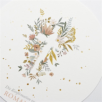 Einladung Konfirmation Frühlingsfeier - Gold - Vue 3