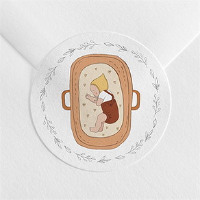 Sticker Geburt kleines babykörbchen