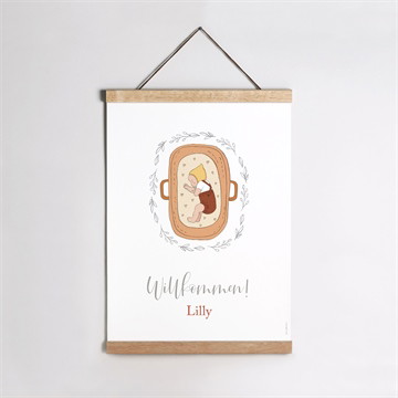 Geburtsposter kleines babykörbchen