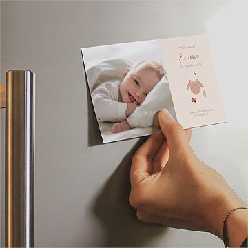 Geburtskarte Rosa Kleidchen - Magnet - Vue 2