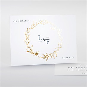 Save the Date Karte goldkranz, gold