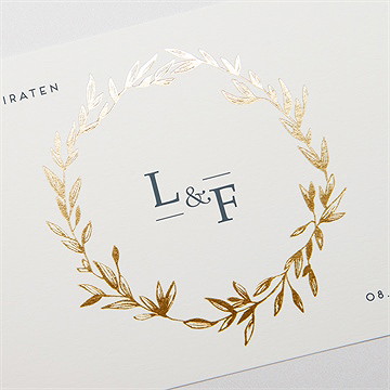 Save The Date Karte Goldkranz, Gold - Vue 3