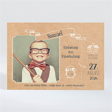 Einladungskarte Einschulung Einschulung Kraftpapier