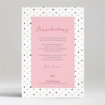 Einladungskarte Einschulung freudenfeuerwerk rosa - Vue 2