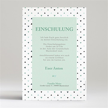 Einladungskarte Einschulung freudenfeuerwerk grün - Vue 2