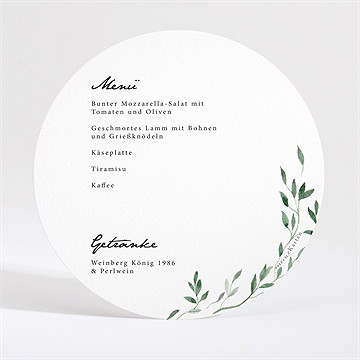 Menükarte Hochzeit unter dem olivenbaum - rund - Vue 2