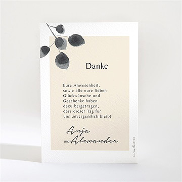 Dankeskarte Hochzeit aquarell in schwarz - Vue 2