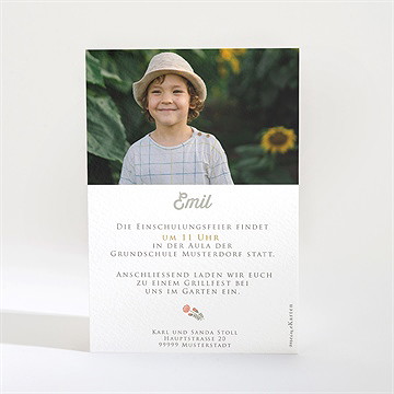 Einladungskarte Einschulung blumeninitial grün - Vue 2