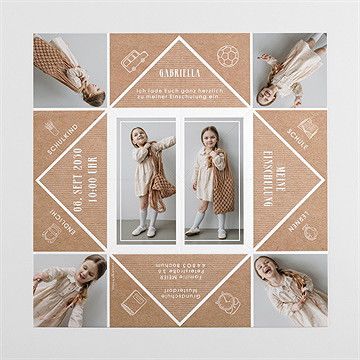 Einladungskarte Einschulung illustrationen auf kraftpapier - Vue 4