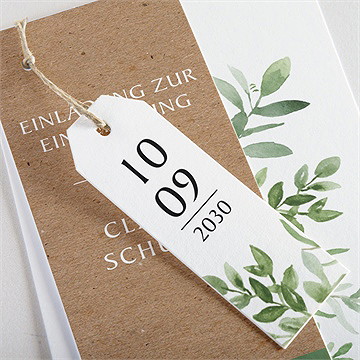 Einladungskarte Einschulung blätter und kraftpapier - Vue 2