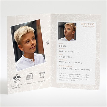 Einladungskarte Einschulung reisepass zur schule - Vue 2