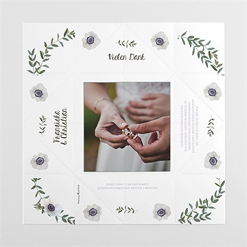 Dankeskarte Hochzeit zarte blüte - origami - Vue 4