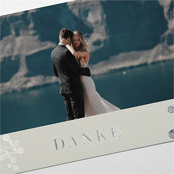 Dankeskarte Hochzeit blühender zweig - silber - Vue 3