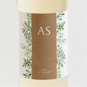 Flaschenetikett Hochzeit Zierliches laub