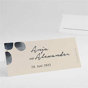 Tischkarte Hochzeit aquarell in schwarz
