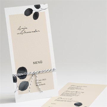 Menükarte Hochzeit aquarell in schwarz