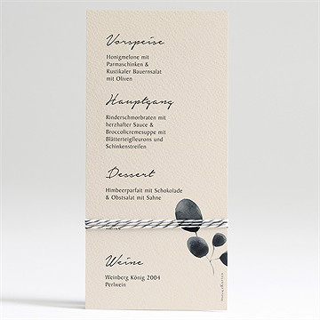 Menükarte Hochzeit Aquarell In Schwarz - Vue 2
