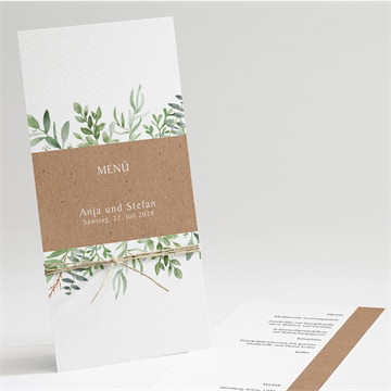 Menükarte Hochzeit Zierliches laub