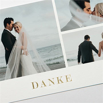 Dankeskarte Hochzeit exzentrik - gold - Vue 3