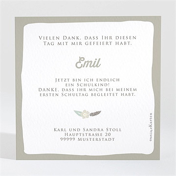 Dankeskarte Einschulung Blumeninitial Grün - Vue 2