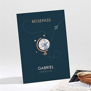Dankeskarte Einschulung reisepass zur schule