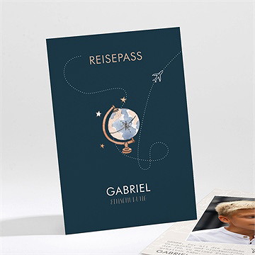 Dankeskarte Einschulung reisepass zur schule