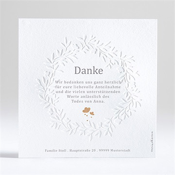 Trauerdanksagung kraftprägung - prägung - vue 3