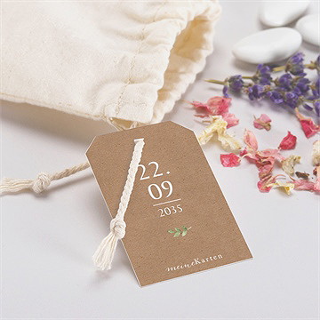 Geschenkbeutel Taufe kraftpapier und pflanzenmotiv - Vue 2