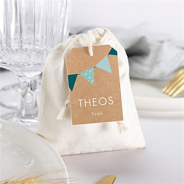 Geschenkbeutel Taufe Blaue Girlande - Vue 3