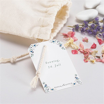 Geschenkbeutel Taufe Zarte Blaue Blumen - Vue 2