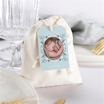 Geschenkbeutel Taufe Zarte Blaue Blumen - Vue 3