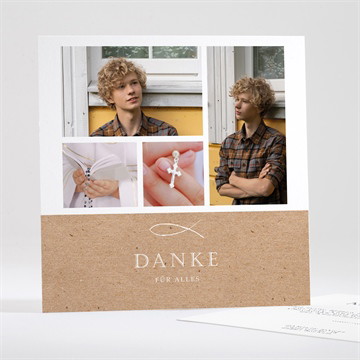 Dankeskarte Konfirmation Fotocollage kraftpapier