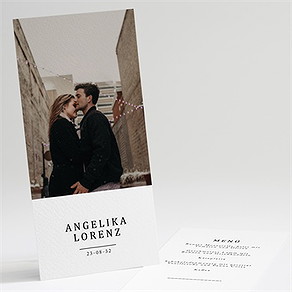 Menükarte Hochzeit vor dem objektiv