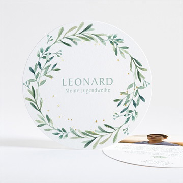 Einladungskarte Jugendweihe Olivenkranz