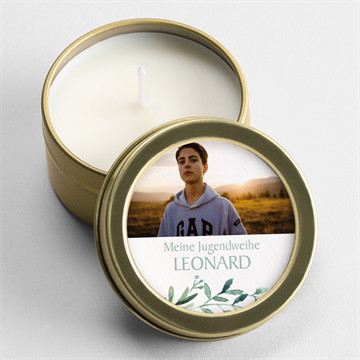 Kerze Jugendweihe Olivenkranz