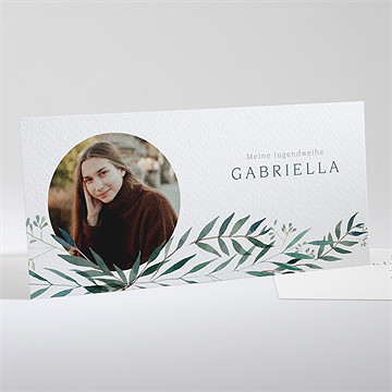 Einladungskarte Jugendweihe grüner blätterzweig
