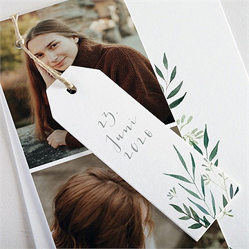 Einladungskarte Jugendweihe grüner blätterzweig-dreiteilig - Vue 2