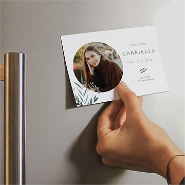 Einladungskarte Jugendweihe grüner blätterzweig - magnet - Vue 2