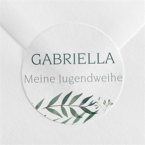 Aufkleber Jugendweihe grüner blätterzweig