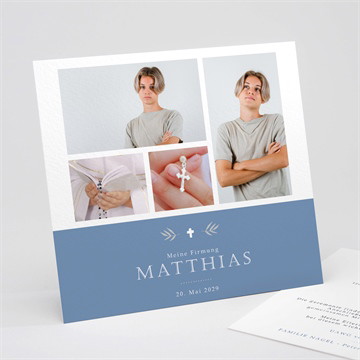 Einladungskarte Firmung Blaue fotocollage