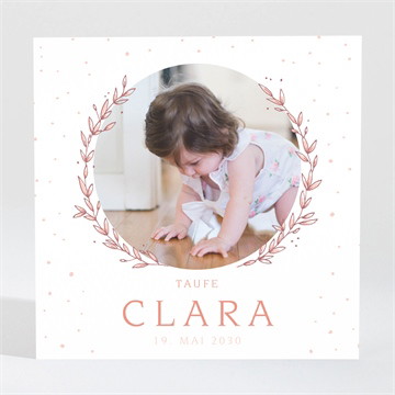 Einladung Taufe blätterranke rosa magnet