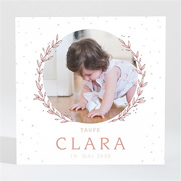 Einladung Taufe blätterranke rosa magnet