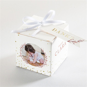 Geschenkbox Taufe blätterranke rosa - gold