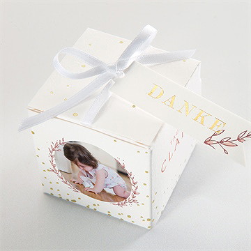Geschenkbox Taufe blätterranke rosa - gold - Vue 4