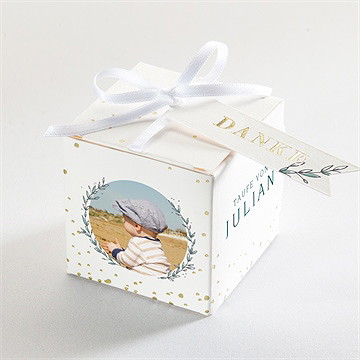 Geschenkbox Taufe blätterranke grün - gold
