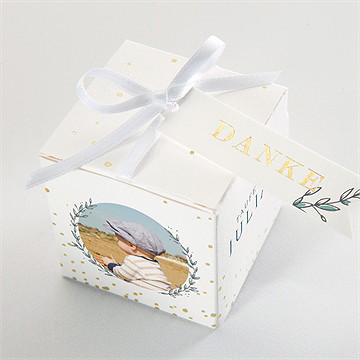 Geschenkbox Taufe blätterranke grün - gold - Vue 4