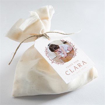 Geschenkanhänger Taufe Blätterranke Rosa - Vue 2