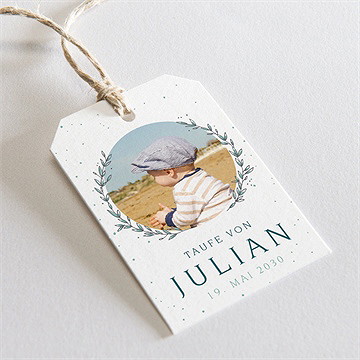 Geschenkanhänger Taufe Blätterranke Grün