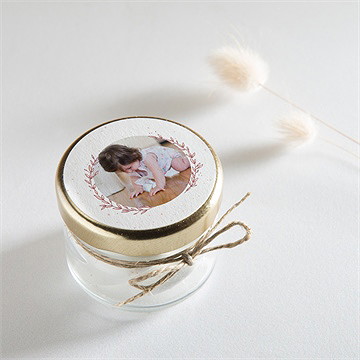 Aufkleber Taufe blätterranke rosa - Vue 2